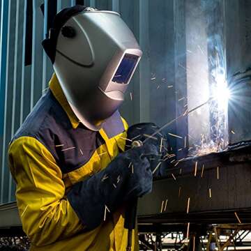 OZERO 932°F Heat Resistant Welding Gloves 16 inches Cowhide Leather - Long Sleeve and Insulated Lining BBQ Glove for Tig Welder/Mig/Grill/Barbecue/Stove Black-gray