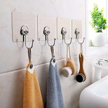 cnejucw Heavy Duty Adhesive Hooks 22 lbs - 10 Pack Transparent