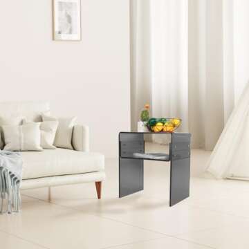 Cutora Black Acrylic End Table - Stylish 2-Tier Design