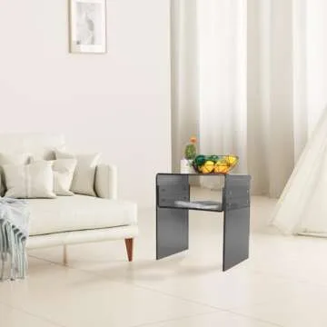 Cutora Black Acrylic End Table - Stylish 2-Tier Design