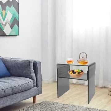 Cutora Black Acrylic End Table - Stylish 2-Tier Design