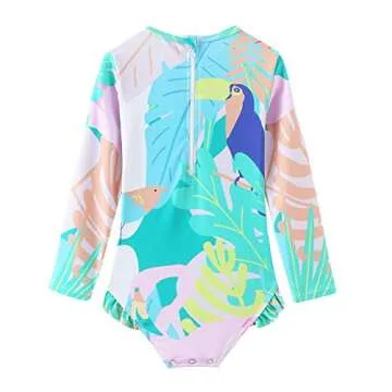 Toddler Girls One Piece Swimsuits Long Sleeve Bathing Suits UPF 50+/Sun Protection Rash Guard Shirts...