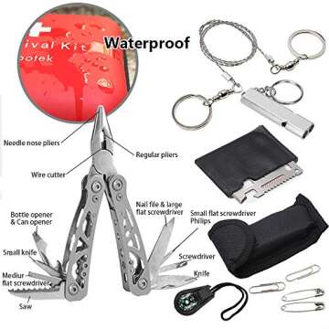 Aootek Upgraded first aid kit Emergency survival Kit. earthquake survival kit Trauma Bag for Car Home Work Office Boat Camping Hiking Travel or Adventures（1pack)