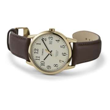 Timex Men's TW2P75800 Easy Reader 38mm Brown/Gold-Tone/Cream Leather Strap Watch