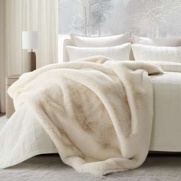 EVERGRACEHOME Luxury Soft Faux Chinchilla Fur Throw Blanket for Couch, Warm Thick Heavy Winter Throw...
