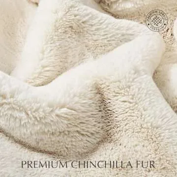 EVERGRACEHOME Luxury Soft Faux Chinchilla Fur Throw Blanket for Couch, Warm Thick Heavy Winter Throw Blanket 1220GSM for Bed, Fluffy Cozy Mink Blanket with Reversible Velvet, Arctic White, 60"x80"