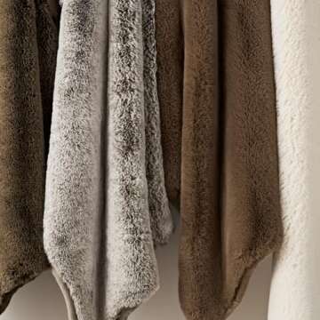 EVERGRACEHOME Luxury Soft Faux Chinchilla Fur Throw Blanket for Couch, Warm Thick Heavy Winter Throw Blanket 1220GSM for Bed, Fluffy Cozy Mink Blanket with Reversible Velvet, Arctic White, 60"x80"