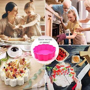 Meiyouju 2 Pack Flower Shape Silicone Cake Pans