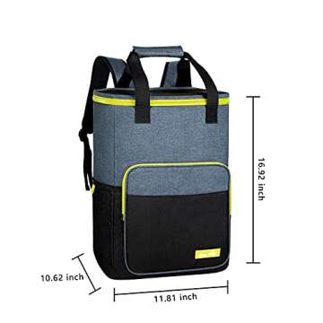 Hap Tim Backpack Cooler Insulated Leak-Proof Cooler Backpack Large Capacity 30 Cans Soft Cooler Bag for Men Women to Picnics, Hiking, Camping, Beach, Lunch, Park or Day Trips(13760BK-G)