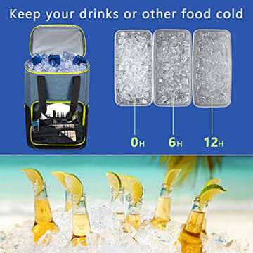 Hap Tim Backpack Cooler Insulated Leak-Proof Cooler Backpack Large Capacity 30 Cans Soft Cooler Bag for Men Women to Picnics, Hiking, Camping, Beach, Lunch, Park or Day Trips(13760BK-G)