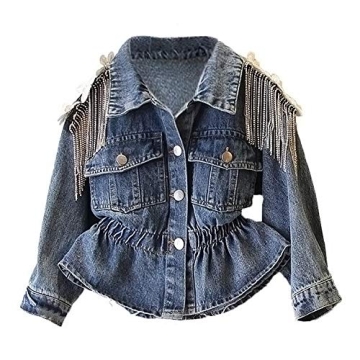 WELAKEN Unicorn Jean Jacket for Girls Kids & Toddler with Sparkly Sleeve, Girls' Spring Outfit Denim...