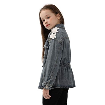 WELAKEN Unicorn Jean Jacket for Girls Kids & Toddler with Sparkly Sleeve, Girls' Spring Outfit Denim Jackets Outerwear