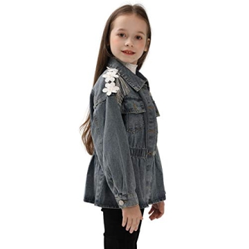 WELAKEN Unicorn Jean Jacket for Girls Kids & Toddler with Sparkly Sleeve, Girls' Spring Outfit Denim Jackets Outerwear