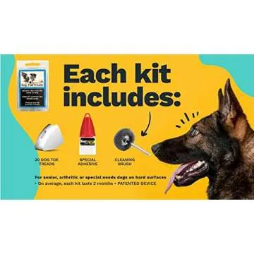 Dr. McHenry's Dog Toe Treads, Set of 24, Adhesive, Cleaning Brush, Increased Traction, Dog Mobility Support, X-Large Kit- Weight: 60-150 lbs. Net Weight 1.6 oz.