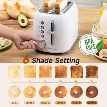 Aigostar Retro Toaster with Extra Wide Slots and 6 Settings