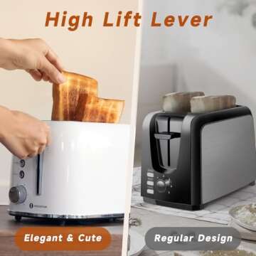 Aigostar Retro Toaster with Extra Wide Slots and 6 Settings