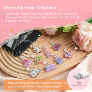 Kaciola 9 Pack Dust Plug Charm Type C for E Reader Paper White 11th, Dust Plug Accessories for Reade...
