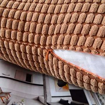 MERNETTE Pack of 2, Corduroy Soft Decorative Square Throw Pillow Cover Cushion Covers Pillowcase, Home Decor Decorations for Sofa Couch Bed Chair 18x18 Inch/45x45 cm (Granules Brown)