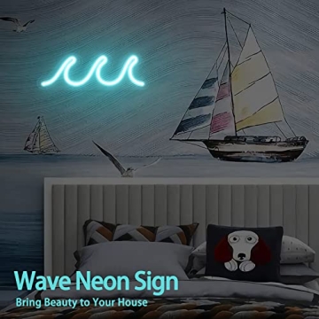 Wave Neon Sign - Stunning Blue LED Wall Decor for All