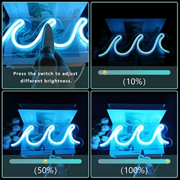 Wave Neon Sign - Stunning Blue LED Wall Decor for All