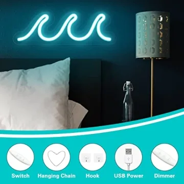 Wave Neon Sign - Stunning Blue LED Wall Decor for All