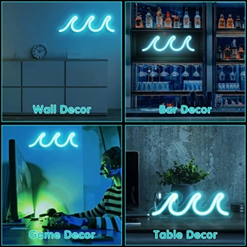 Wave Neon Sign - Stunning Blue LED Wall Decor for All