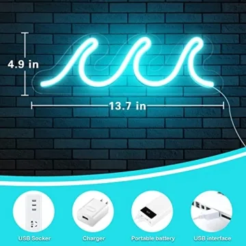 Wave Neon Sign - Stunning Blue LED Wall Decor for All