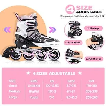 2PM SPORTS Pink Adjustable Inline Skates with Lights