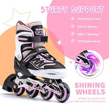2PM SPORTS Pink Adjustable Inline Skates with Lights