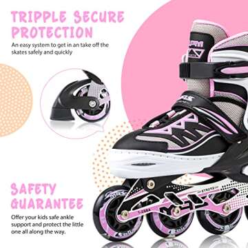 2PM SPORTS Pink Adjustable Inline Skates with Lights
