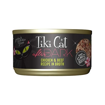 TIKI PETS Cat After Dark Grain-Free, Low-Carbohydrate Wet Food with Real Shredded Meat for Cats & Ki...