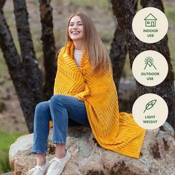 Cozy 60" x 80" Green Orange Fleece Blanket for Gifts