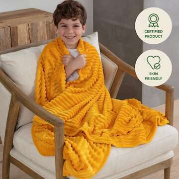Cozy 60" x 80" Green Orange Fleece Blanket for Gifts