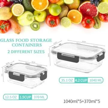 Skroam 10-Pack Glass Meal Prep Containers - Versatile Food Storage Solutions