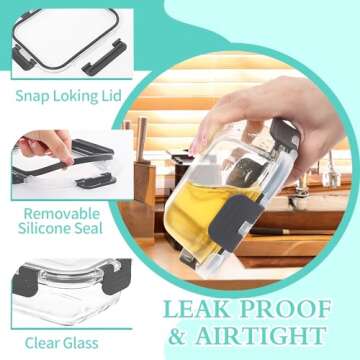 Skroam Glass Meal Prep Containers - Airtight, Stylish & Durable