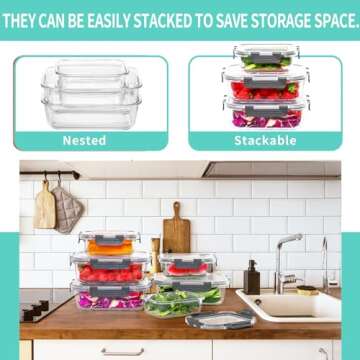 Skroam Glass Meal Prep Containers - Airtight, Stylish & Durable