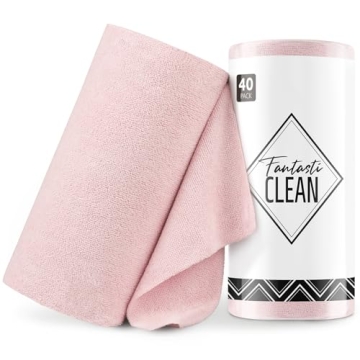 Fantasticlean Microfiber Cleaning Cloth Roll -40 Pack, Tear Away Microfiber Towels, 12" x 12", Reusa...