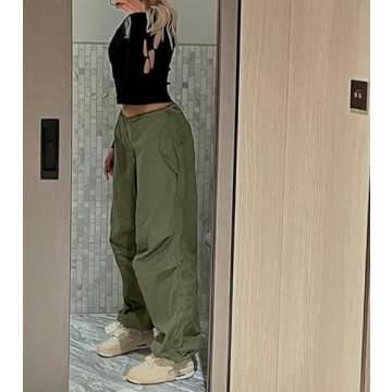 Drawstring Low Waist y2k Cargo Pants Baggy Straight Wide Leg Trousers E-Girls Harajuku Hiphop Streetwear Sweatpants