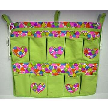 Bunk Junk Rainbow Hearts 10 Pocket Shoe Bag Suitable for Home, Sleepaway, Travel, Camp, Sleep Away Camp