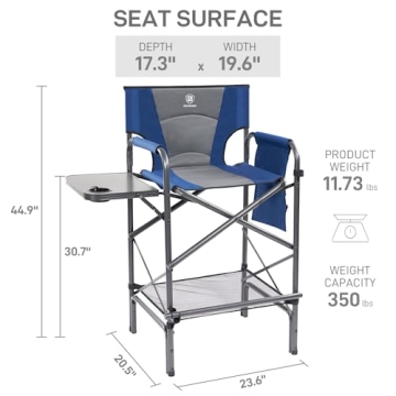 EVER ADVANCED Tall Folding Chair for Makeup Artists and Crafters