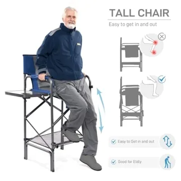 EVER ADVANCED Tall Folding Chair for Makeup Artists and Crafters