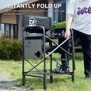 EVER ADVANCED Tall Folding Chair for Makeup Artists and Crafters