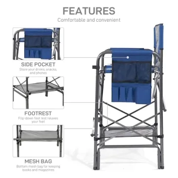 EVER ADVANCED Tall Folding Chair for Makeup Artists and Crafters