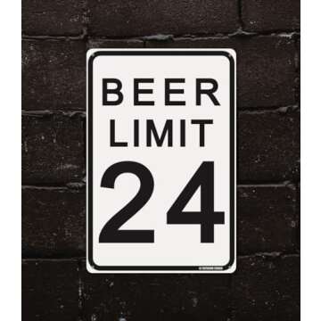 Beer Limit 12" x 8" Tin Funny Traffic Sign Man Cave Decor Garage/Bar/Beer Sign Dorm Room Decor