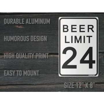 Beer Limit 12" x 8" Tin Funny Traffic Sign Man Cave Decor Garage/Bar/Beer Sign Dorm Room Decor