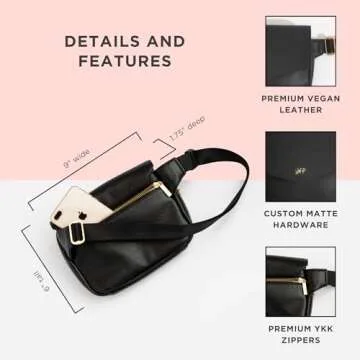 Freshly Picked Classic Park Pack Belt Bag, Black Fanny Pack for Women, Wear as a Waist Bag or Crossbody (Ebony)