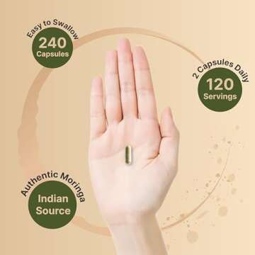 NatureBell 2 Pack Moringa Capsules 8000mg Per Serving, 480 Total Capsules | Green Superfood, Skin Health & Immune Support | Non-GMO, Gluten Free