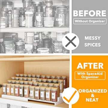 SpaceAid Bamboo Spice Rack Organizer for Cabinet, Kitchen Pantry Spices Storage Rack for Cabinets Or...