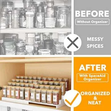 SpaceAid Bamboo Spice Rack Organizer for Cabinet, Kitchen Pantry Spices Storage Rack for Cabinets Or...
