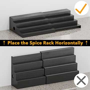 SpaceAid Bamboo Spice Rack Organizer for Cabinet, Kitchen Pantry Spices Storage Rack for Cabinets Organization, Home Seasoning Tiered Can Goods Racks Wood Shelf Organizers (4 Tier, Black)
